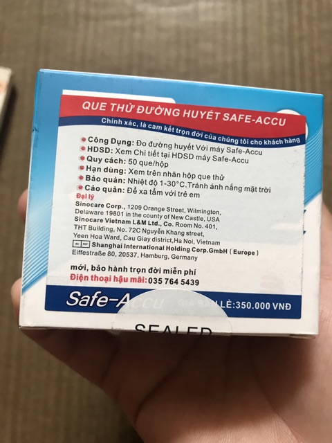 Que thử đường huyết Safe accu