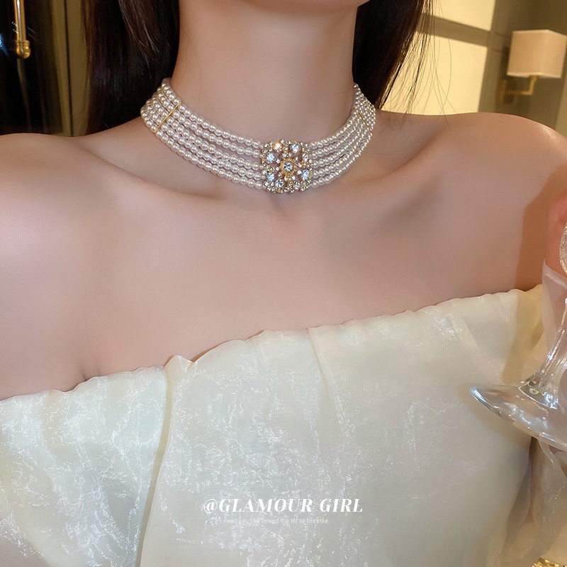 Vòng Đeo Tay Nhiều Lớp Đính Hoa Và Ngọc Trai Thời Trang