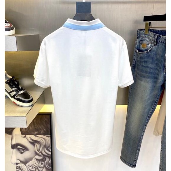 Áo polo tay ngắn vải cotton thêu chữ thời trang trẻ trung