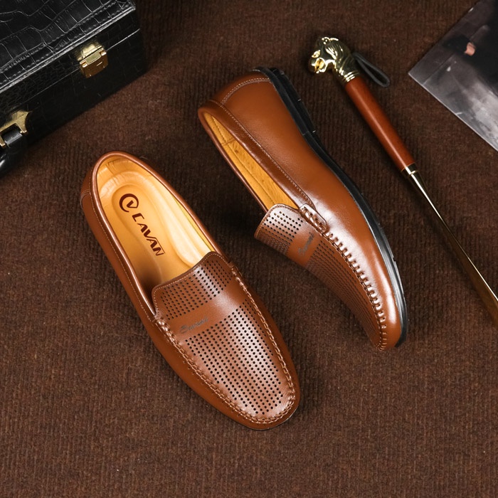 Giày lười nam đẹp chính hãng Cavan đục lỗ Lazer thoáng mát cho mùa hè C11169