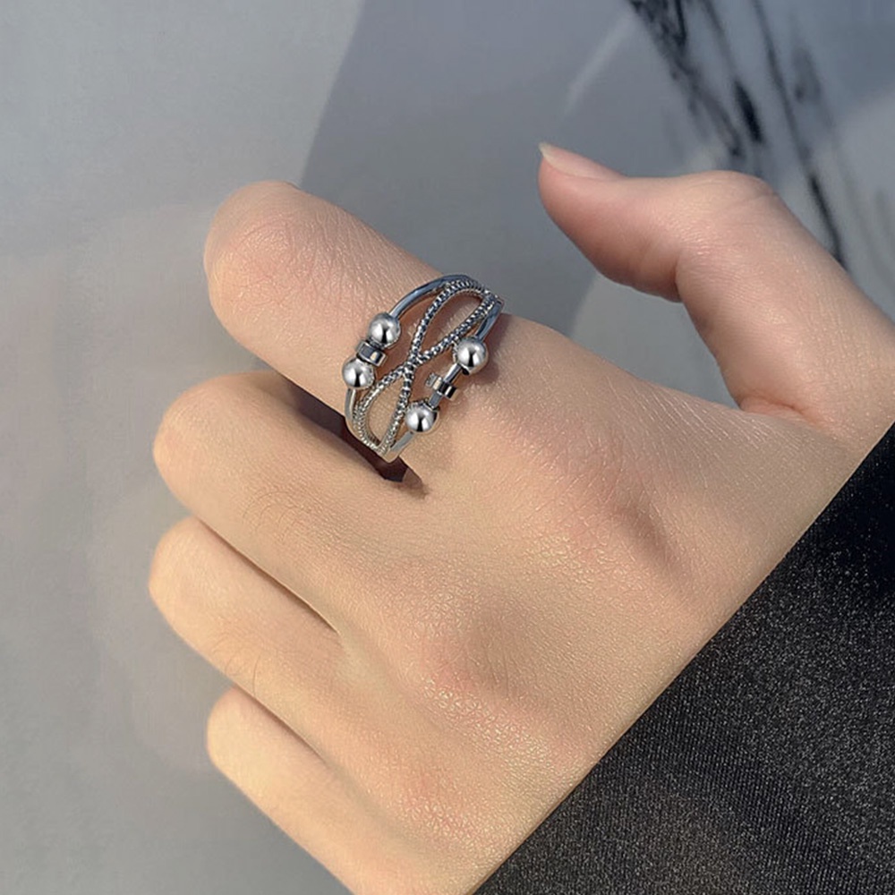 Nhẫn Hở Màu Bạc Cổ Điển Có Thể Điều Chỉnh Giảm Căng Thẳng Thời Trang Unisex