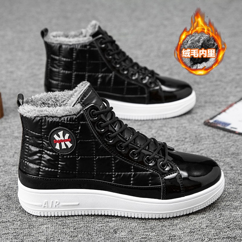 Giày Bốt Martin Cổ Cao Chất Liệu Da Cotton Phối Nhung Dày Giữ Ấm Mùa Đông Cho Nam 2021 | BigBuy360 - bigbuy360.vn