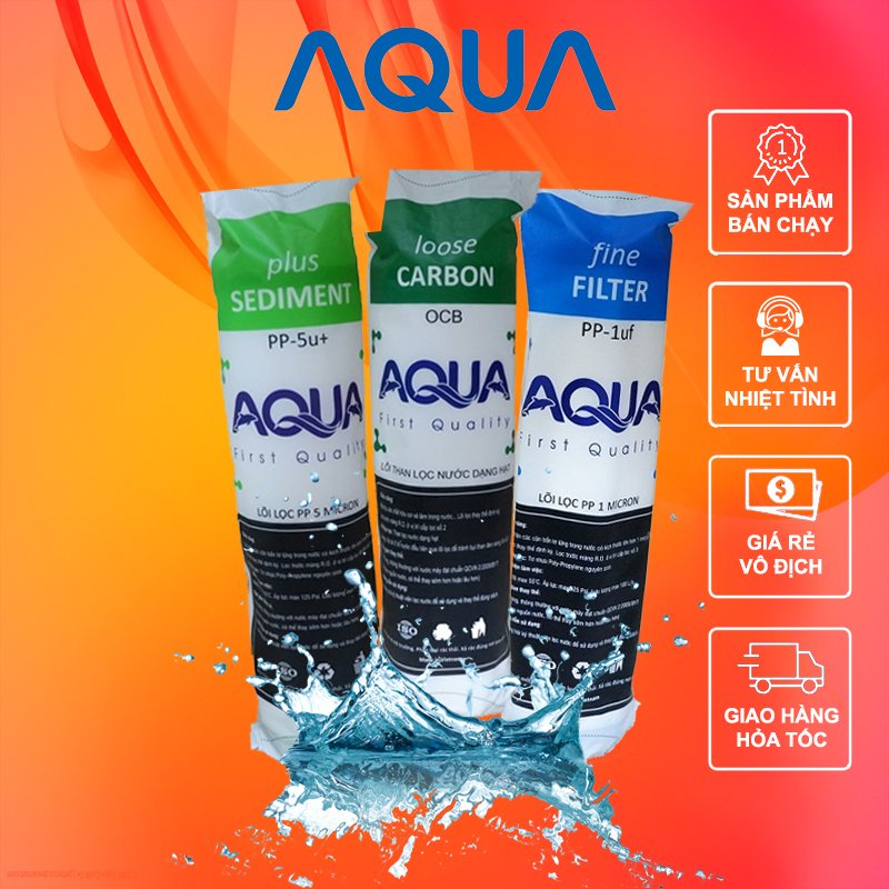 Bộ 3 Lõi Lọc Nước Thô AQUA 123 Chính Hãng