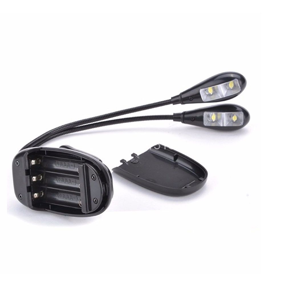 Đèn Đọc Sách 4 Bóng Led 2 Cánh Tay Linh Hoạt Siêu Sáng Có Giá Đỡ Kẹp Màu Đen Tiện Dụng