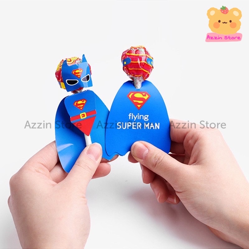 Giấy Thiệp Trang Trí Kẹo Mút Hình Siêu Anh Hùng Batman Azzin Store