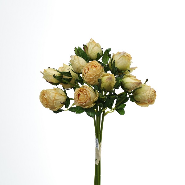 Cành hoa hồng khô 2 bông 1 nụ - XIN - Hoa vải cao cấp midori