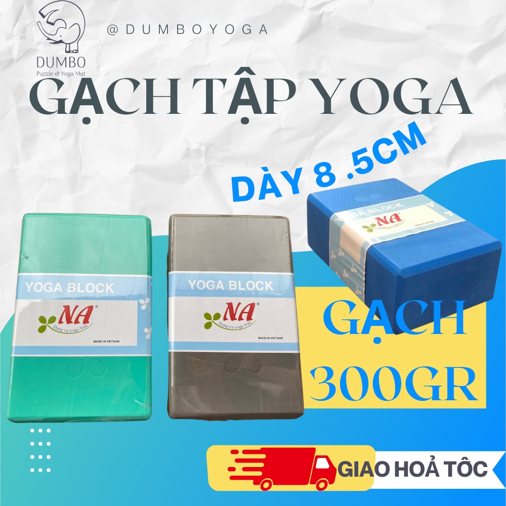 Gạch Tập Yoga NA DUMBO MAT | Block Dày 8.5cm (23,5 x 15,5 x 8.5 cm) nặng 300gr,, Nhiều màu