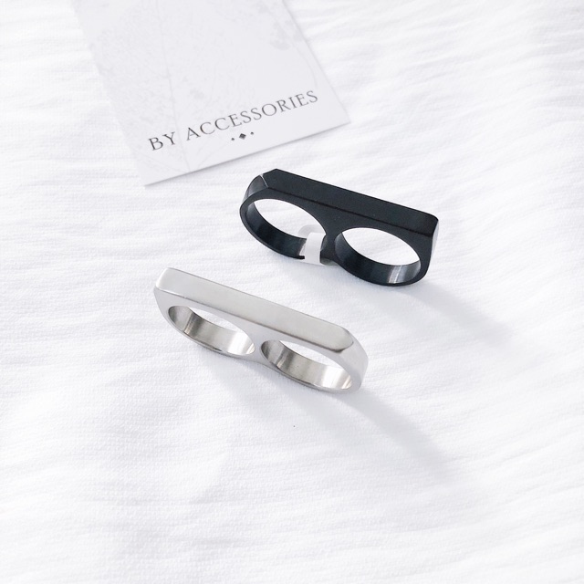 Nhẫn nam titan double rings kiểu 2 vòng dạng độc đáo không gỉ