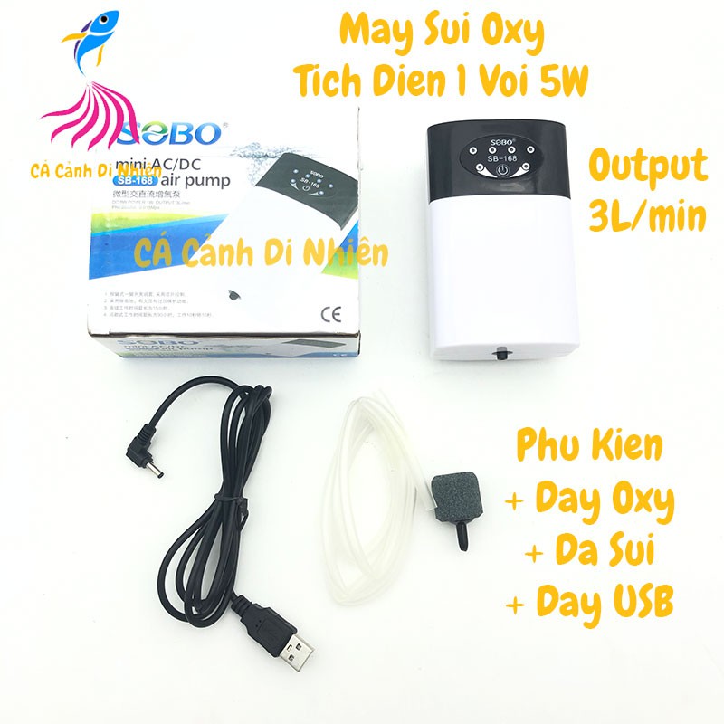 Máy sủi oxy TÍCH ĐIỆN 1 vòi SOBO SB-168 SB168 cho hồ cá