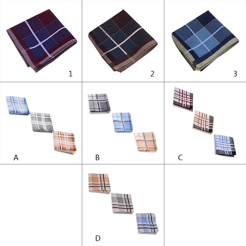 Khăn Tay Cotton Vuông Kẻ Sọc Cổ Điển Thiết Kế Bỏ Túi Cho Nam