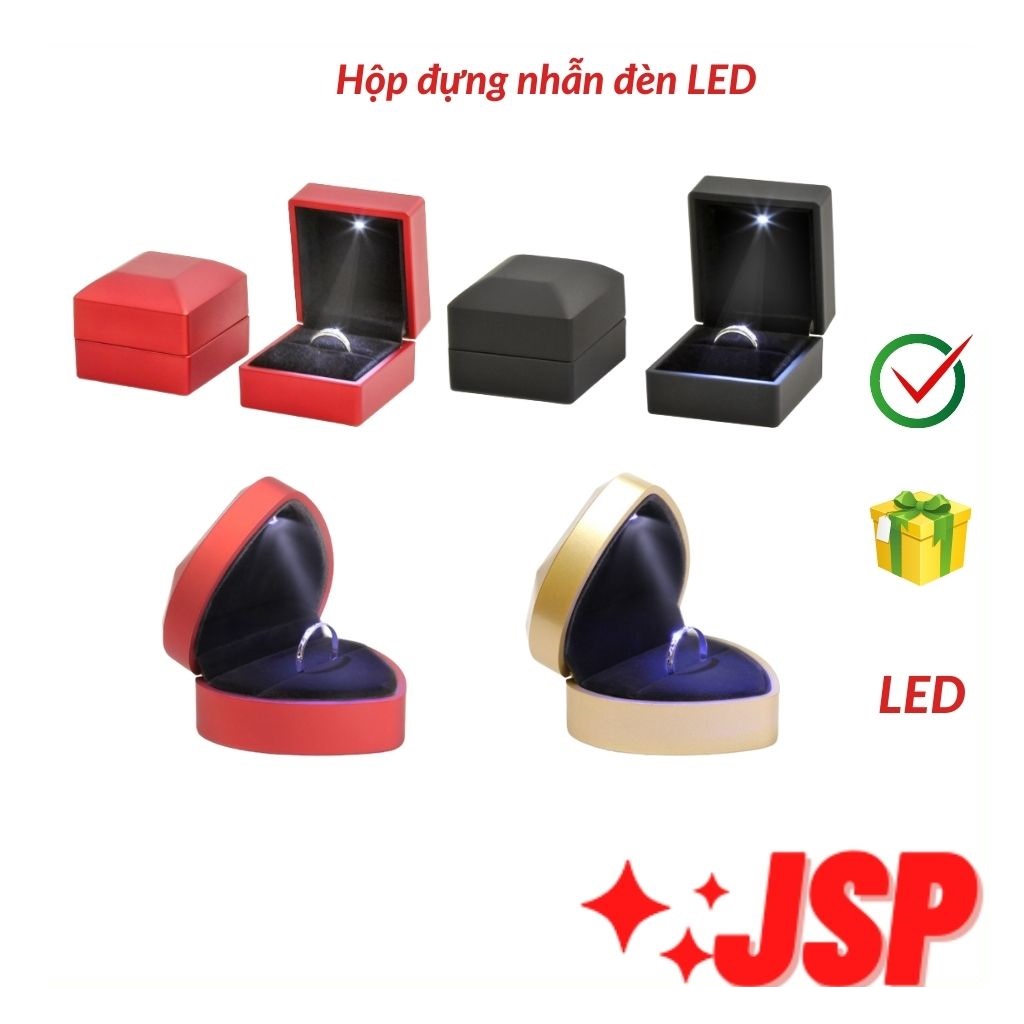 Hộp đựng nhẫn có đèn Led cao cấp hộp đựng nhẫn cưới hộp cầu hôn trang sức JSP