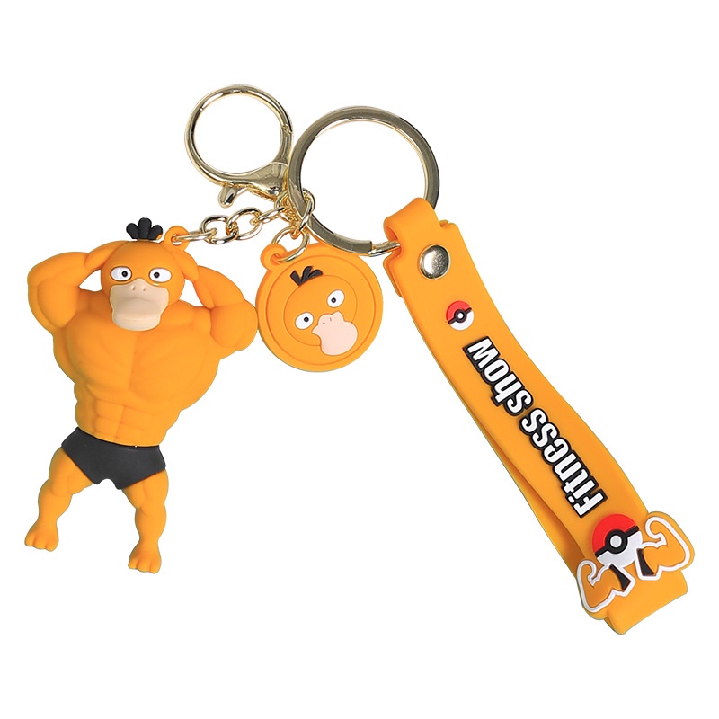 Móc khóa hình cơ bắp Pikachu hoạt hình 3D kiểu dáng sáng tạo dễ thương