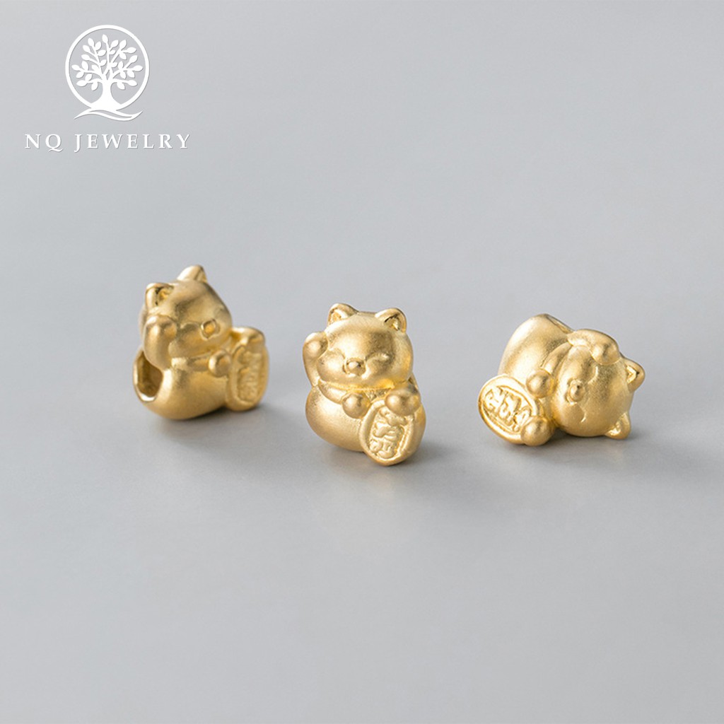 [Mã FAMARAL2 giảm 10K đơn 50K] Charm mèo thần tài may mắn bạc mạ vàng - NQ Jewelry