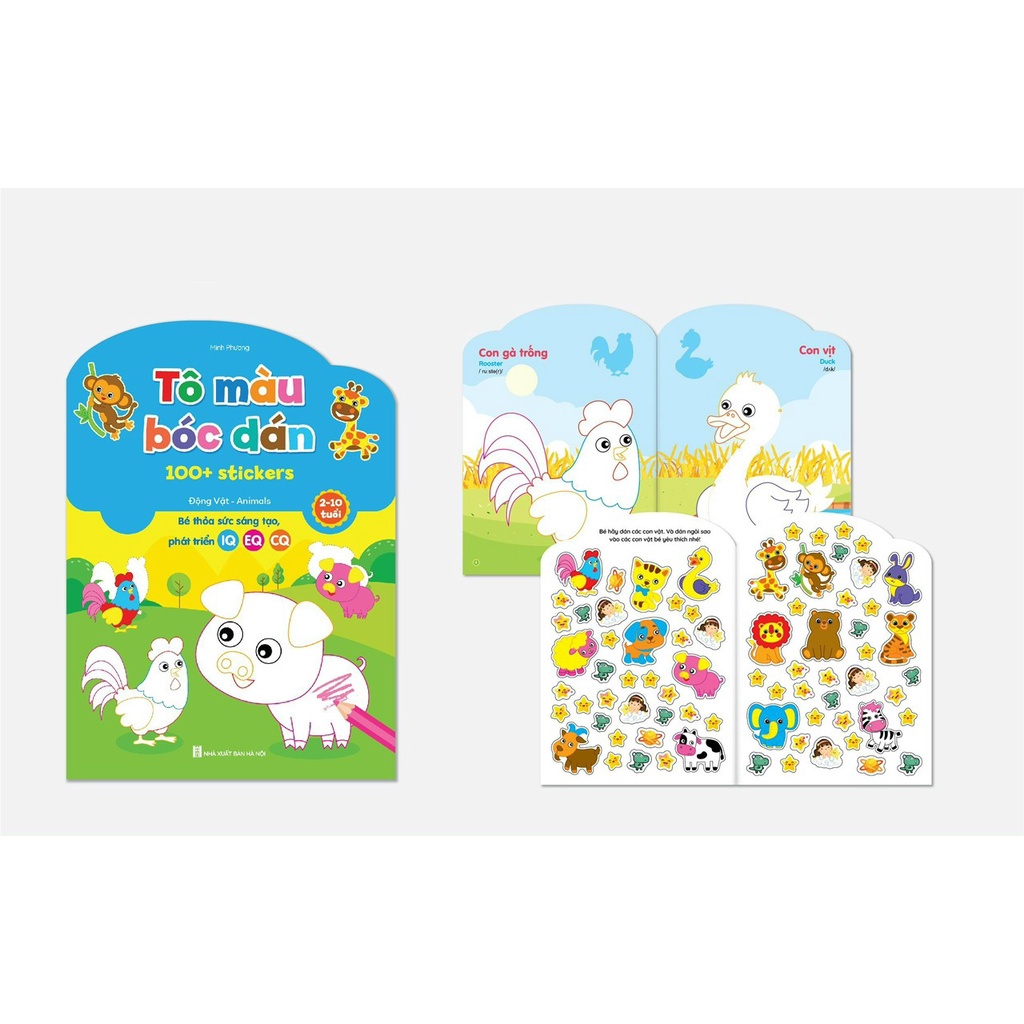 Sách - Bộ Tô Màu Bóc Dán 100+ Stickers (Song Ngữ Anh – Việt)