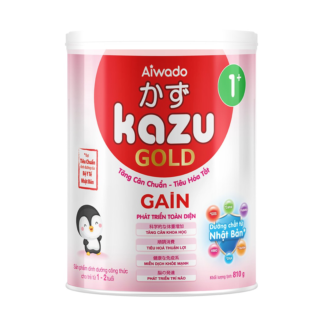 Sữa bột Aiwado KAZU GAIN GOLD 810g 1+ (từ 12 - 24 tháng)
