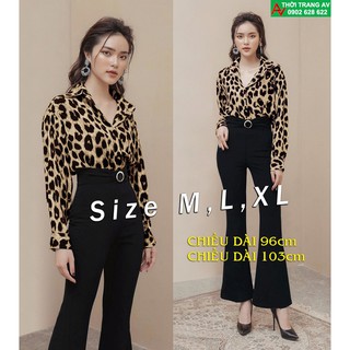 Jumpsuit - Đồ bay dài ống loe phối họa tiết da beo cực hot - AV6236