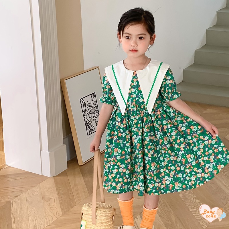 Đầm Công Chúa Eo Phồng In Họa Tiết Hoa Dễ Thương Thời Trang Mùa Hè Cho Bé Gái 2-7 Tuổi