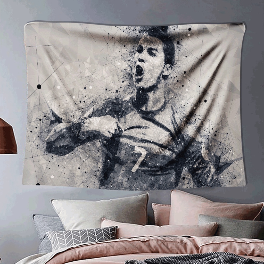 Tranh vải treo tường Decor Cristiano Ronaldo 2 cầu thủ bóng đá Thảm Decor phòng hot nhất (TẶNG móc treo)