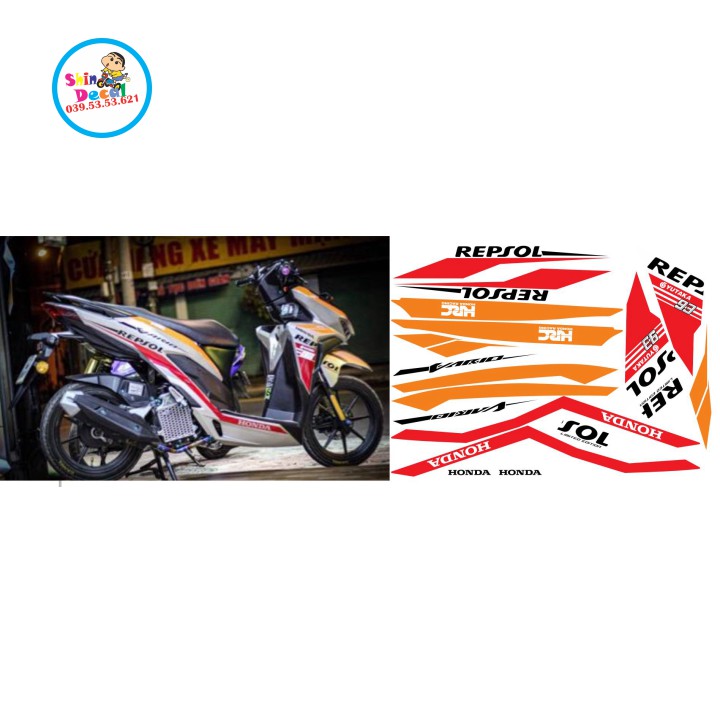 Tem xe vario 150 repsol dán xe trắng