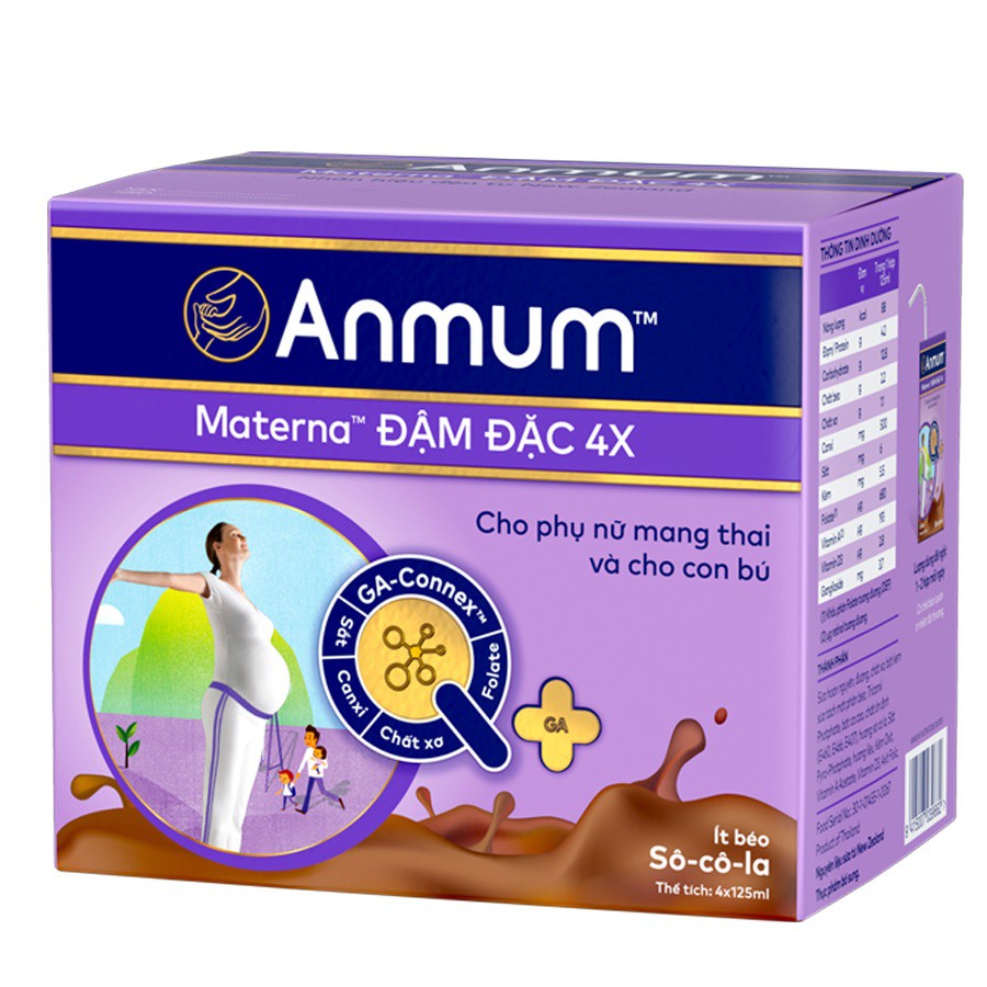 Combo 1 Sữa Bột Anmum Materna Hương Sô-Cô-La (800g/Lon) + 2 Lốc Sữa Nước Anmum