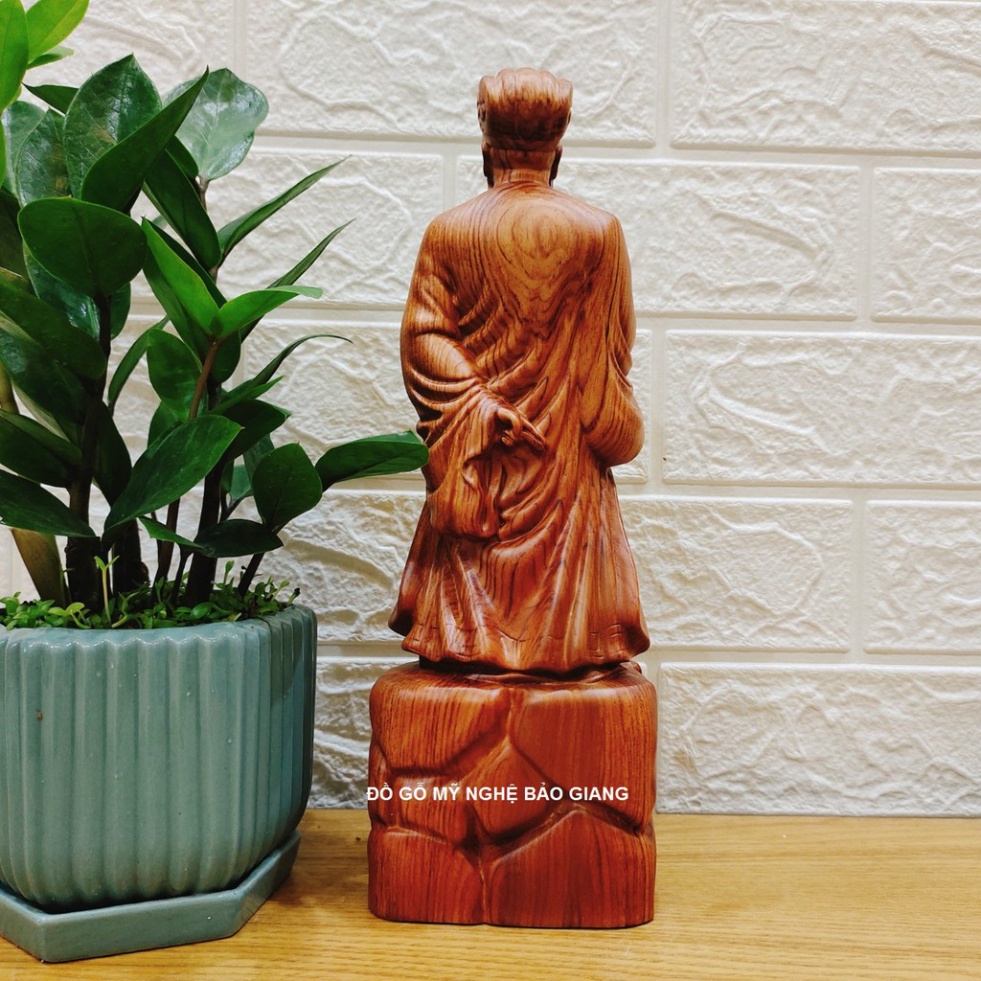 Tượng khổng minh gia cát lượng gỗ hương cao 30 cm