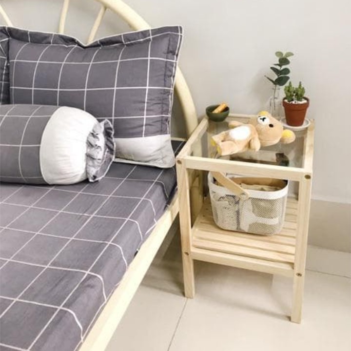 [Đẹp Và Chất] Kệ để đầu giường Hàn Quốc 2 tầng, gỗ thông chất lượng, đẹp , trẻ trung và hiện đại  T295