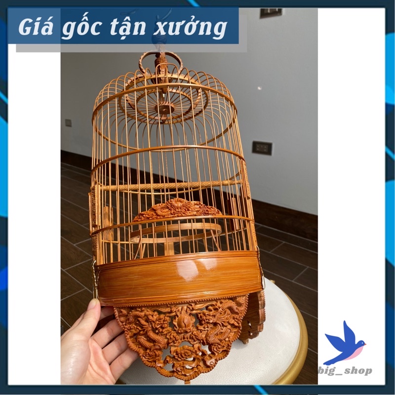 Lồng chim vành khuyên đục CNC song long sz 22x26- lồng chim khuyên