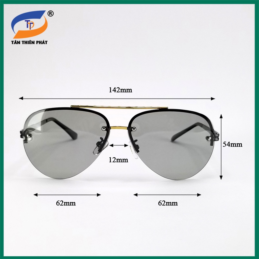 Mắt kính mát nam đổi màu đi ngày và đêm 1706 gọng tròn phi công, tròng nhựa Polarized chống nắng, chống tia UV