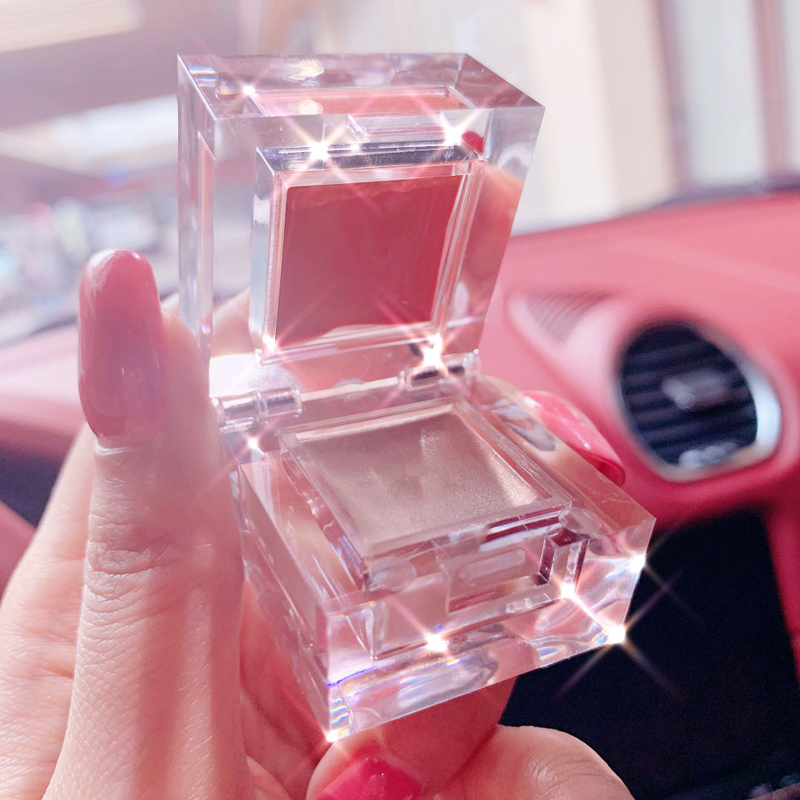 Bảng phấn má hồng tạo khối 2 màu lấp lánh dùng trang điểm mặt/cơ thể