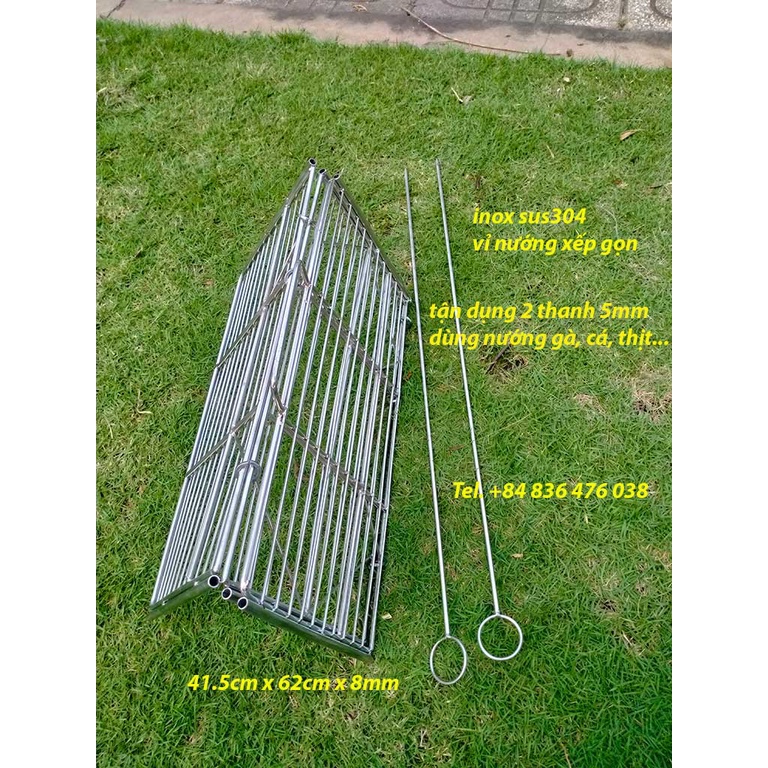 Vỉ nướng inox sus304 cao cấp - hoàn ngay 200% nếu bị gỉ sét - đường kính 27cm dày 8mm cây ngang