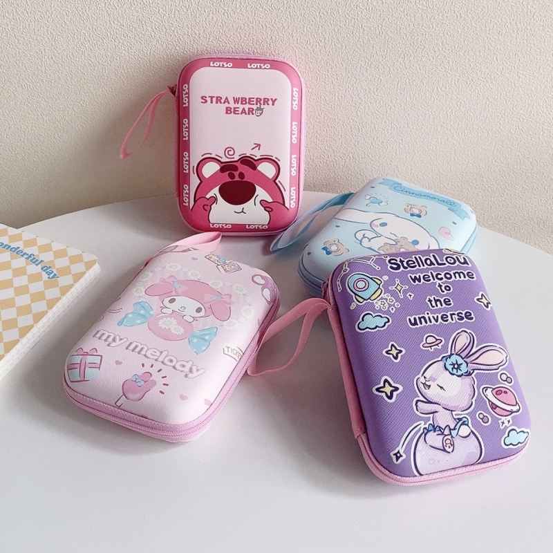 Túi Đựng Tiền Xu/Son Môi/Đồ Ăn Vặt 9.5x13.5cm Hình Gấu/Thỏ/Gấu Màu Tím/Trắng Nhỏ Xinh