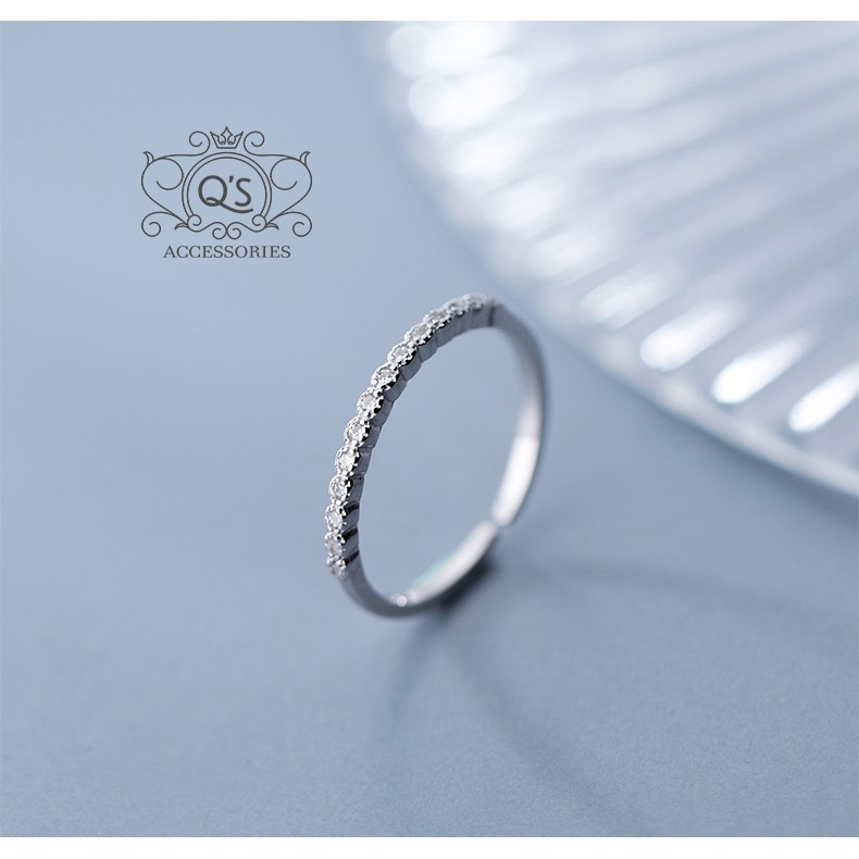 Nhẫn bạc khảm đá nhẫn đính đá tối giản S925 MINIMAL Silver Ring QA SILVER RI180307