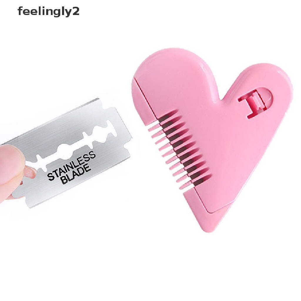 Lược Cắt Tóc Mini Màu Hồng Hình Trái Tim Kèm Lưỡi Cắt Tiện Dụng