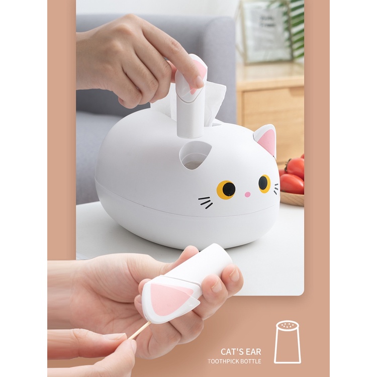 Hộp Đựng Khăn Giấy Bằng Nhựa hình mèo dễ thương Đa Năng Tiện Dụng Cho Nhà Bếp / Phòng Tắm