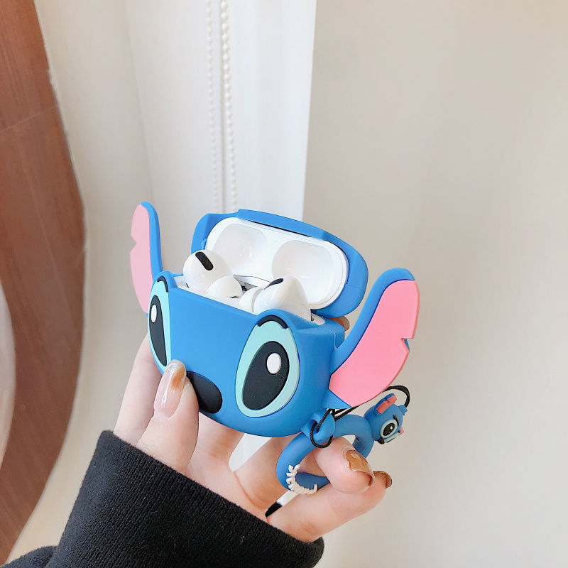 Vỏ bảo vệ hộp sạc tai nghe thích hợp cho airpods 1 / 2 pro hình stitch xinh xắn