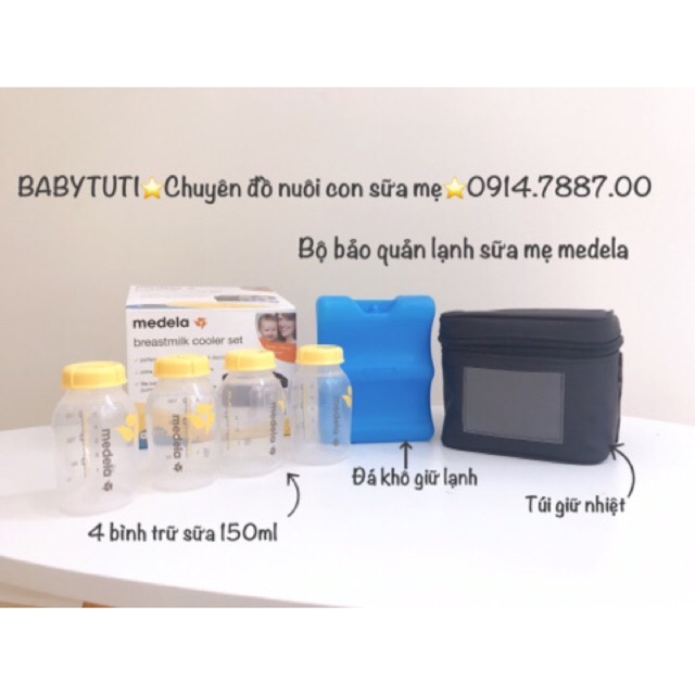 BỘ GIỮ NHIỆT ĐÁ GEL+ 4 BÌNH SỮA 150ML MEDELA