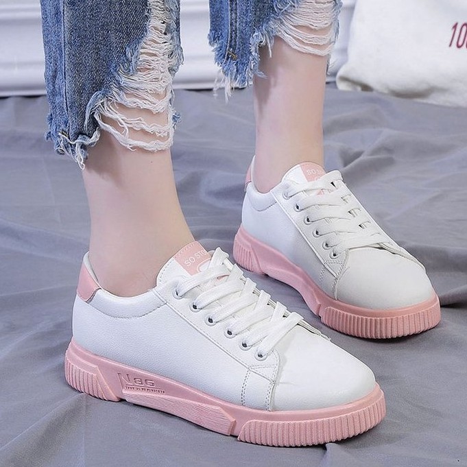 Giày thể thao nữ trắng cao cấp giá rẻ giày sneaker nữ đế bằng ulzzang - TKB-E3E3