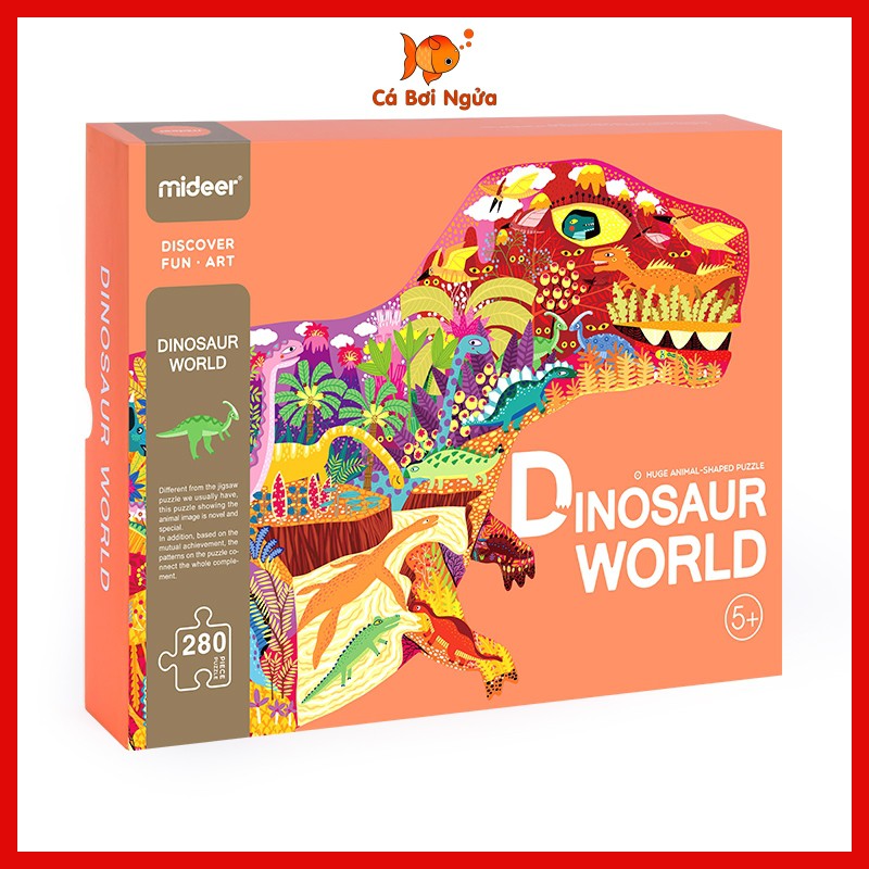 Đồ chơi xếp hình, Bộ xếp hình chính hãng 280 mảnh Mideer - Dinosaur World - Khủng long
