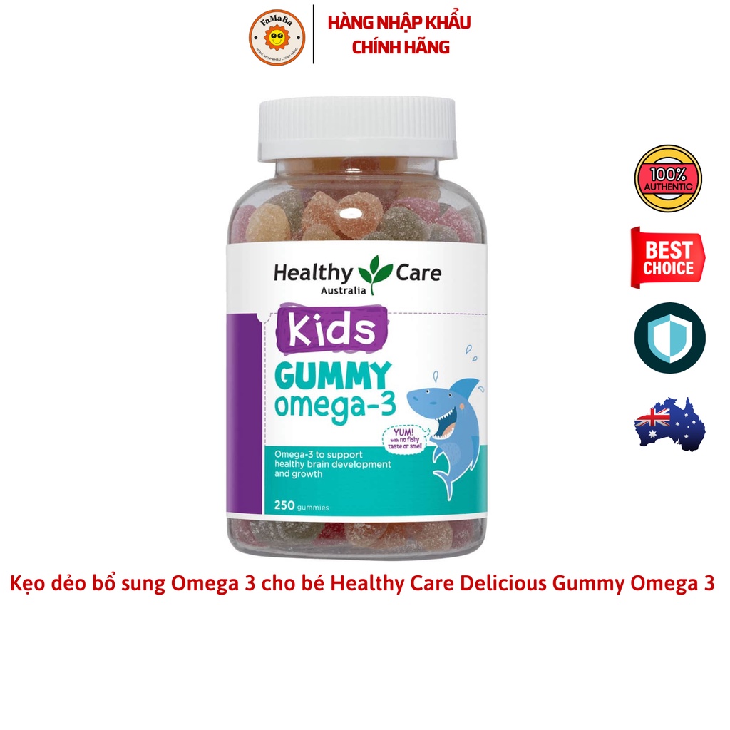 Kẹo dẻo bổ sung Omega 3 cho bé Healthy Care Delicious Gummy Omega 3 250 viên