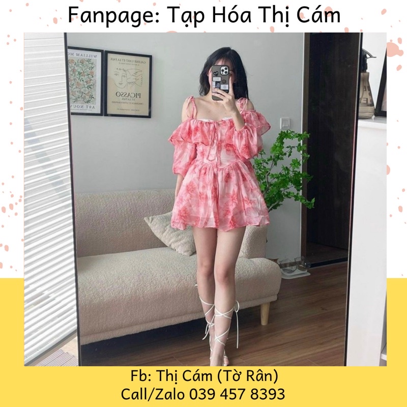 Váy hoa 2s trễ vai cách điệu bèo thời trang