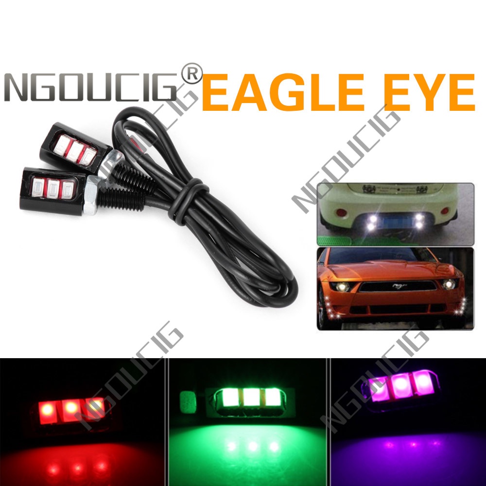 Đèn Led Mắt Đại Bàng NGOUCIG Steady 3SMD Gắn Biển Số Xe Hơi Chạy Ban Ngày Trang Trí Xe Máy Điện Có Nẹp Nẹp