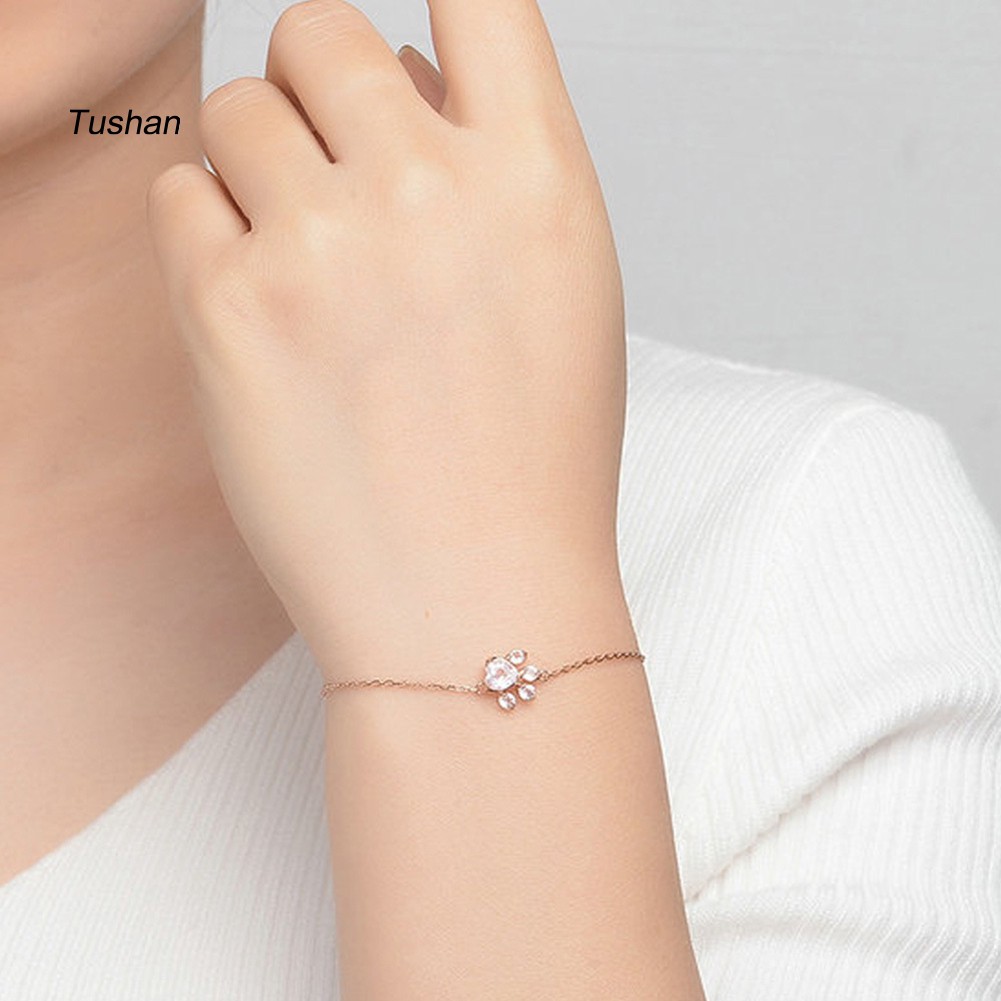 Vòng Tay Hình Dấu Chân Chó Mèo Đính Đá Thời Trang Cho Nữ