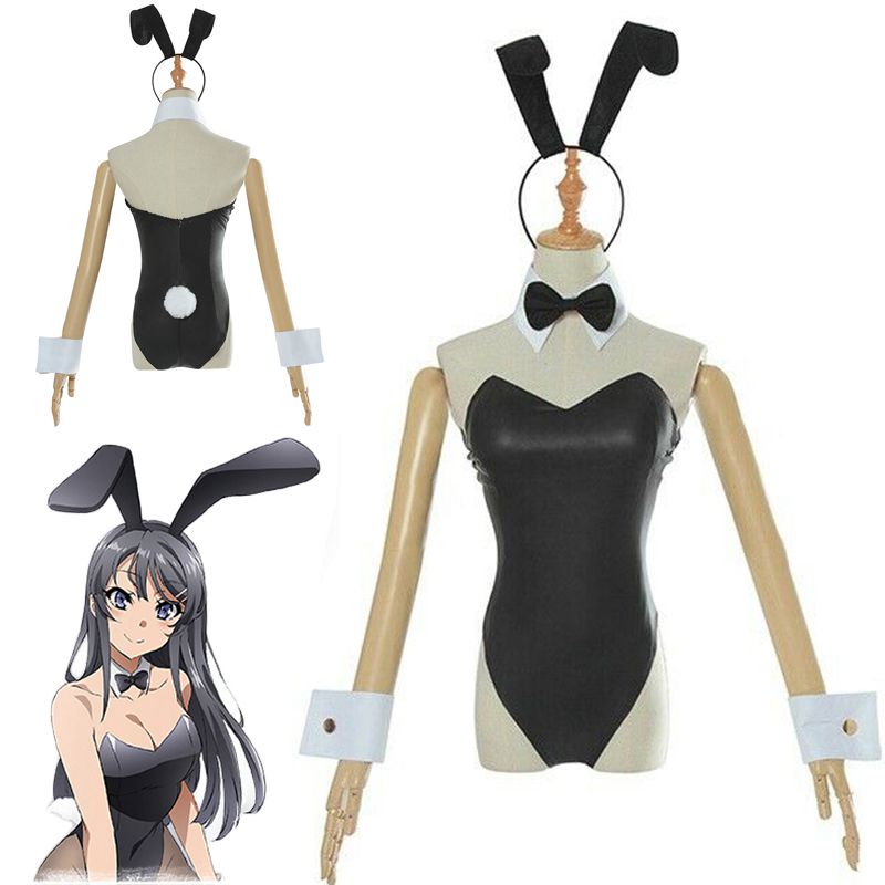 Rascal Does Not Dream of Bunny Girl Sakurajima Mai Black Bodysuit Maid Costume