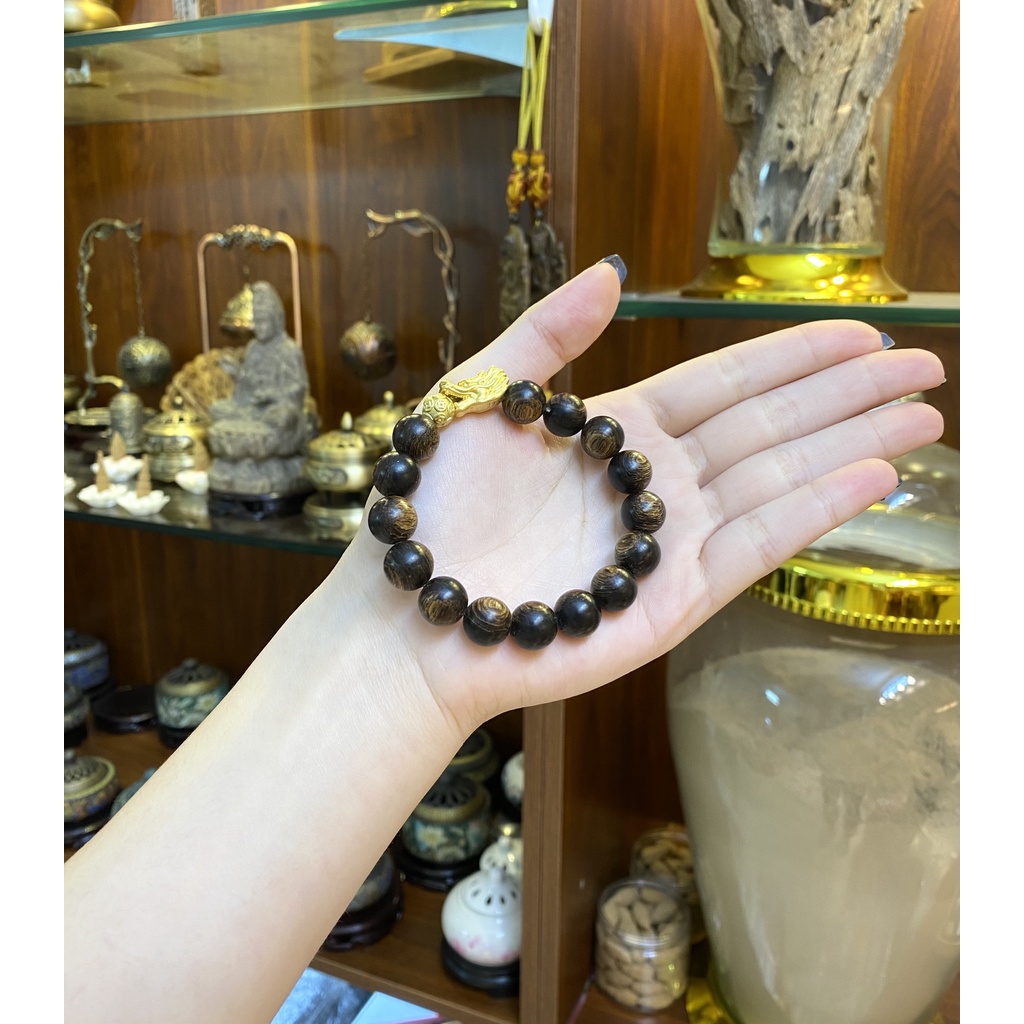 Vòng Trầm Hương Sánh Chìm mix Charm Bạc- vòng tay gỗ tự nhiên nam, nữ