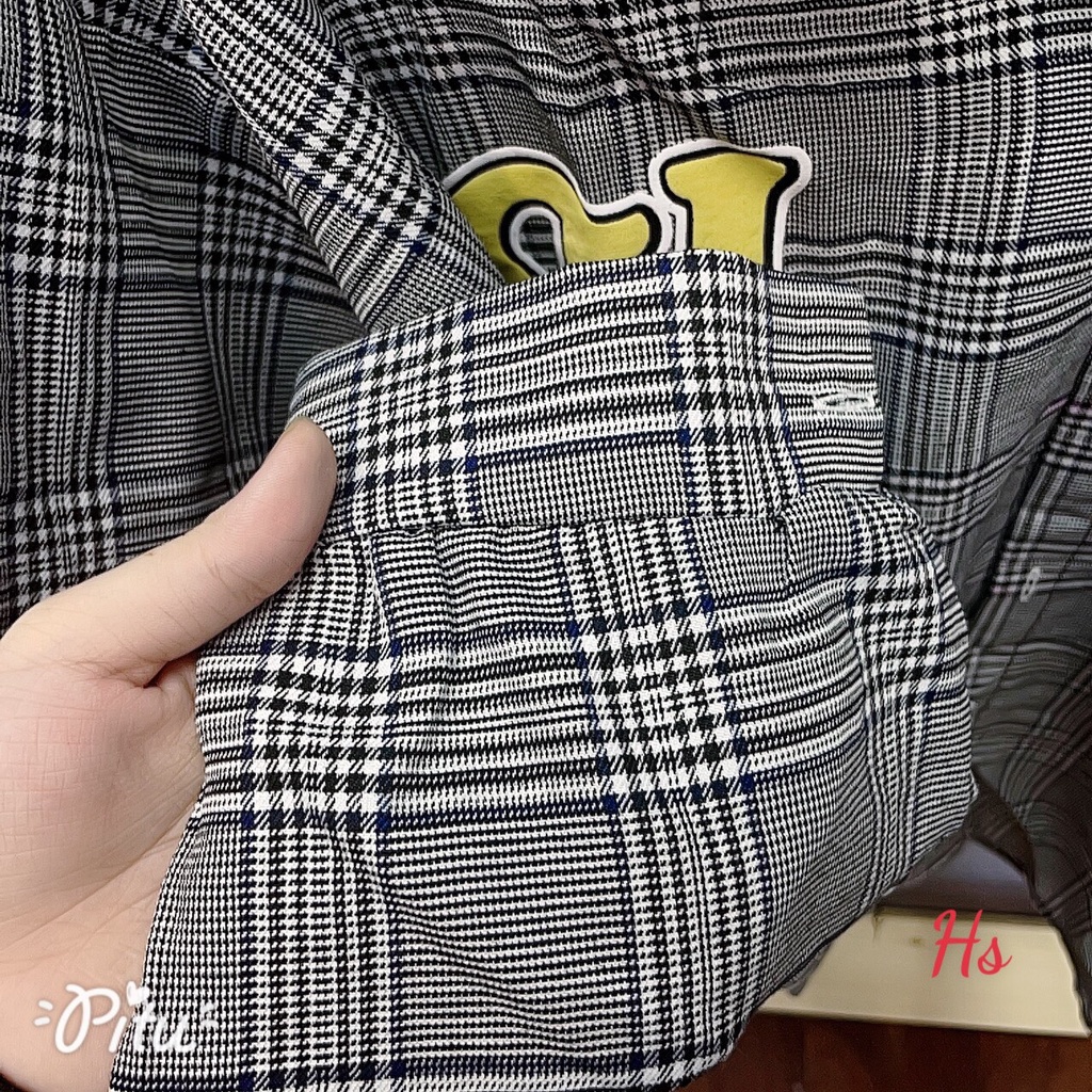 Áo sơ mi kẻ unisex form rộng cá tính YCTSHOP 000548