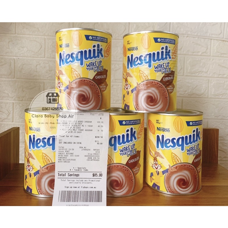 ( Air ✈️ đủ bill) BỘT CACAO NESTLE NESQUIK CHOCOLATE 500gr của Úc date 8/2023