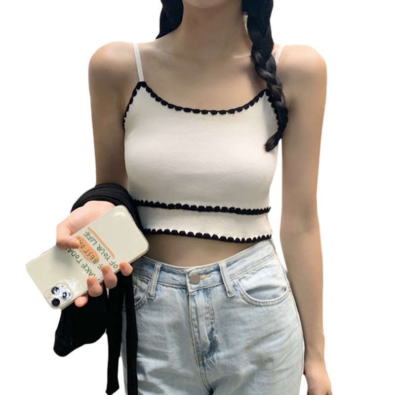 Áo Croptop Dệt Kim Hai Dây Ôm Dáng Thời Trang Mùa Hè Cho Nữ