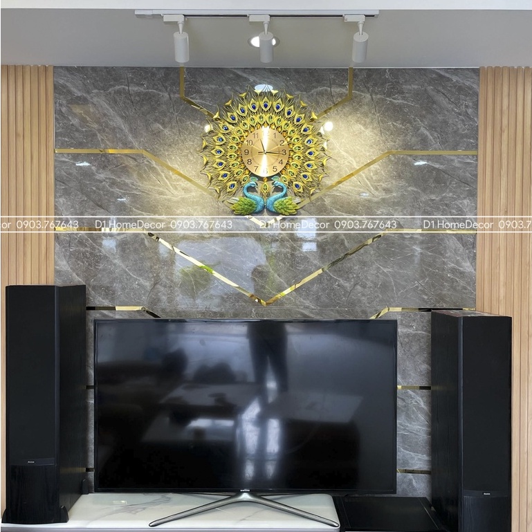 Đồng Hồ Treo Tường Con Chim Công Tài Lộc Chính Hãng D1 Home Kim Trôi Trang Trí Tường Decor - 18