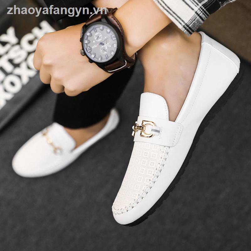 Giày lười-- Spring new men s casual peas shoes soft leather bottom driving all-match one pedal lazy trendy