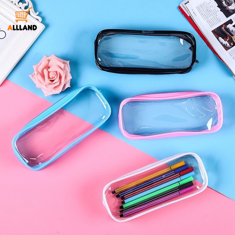 1 Túi Đựng Bút Bằng Pvc Trong Suốt Đơn Giản Sức Chứa Lớn Có Khóa Kéo Dễ Thương